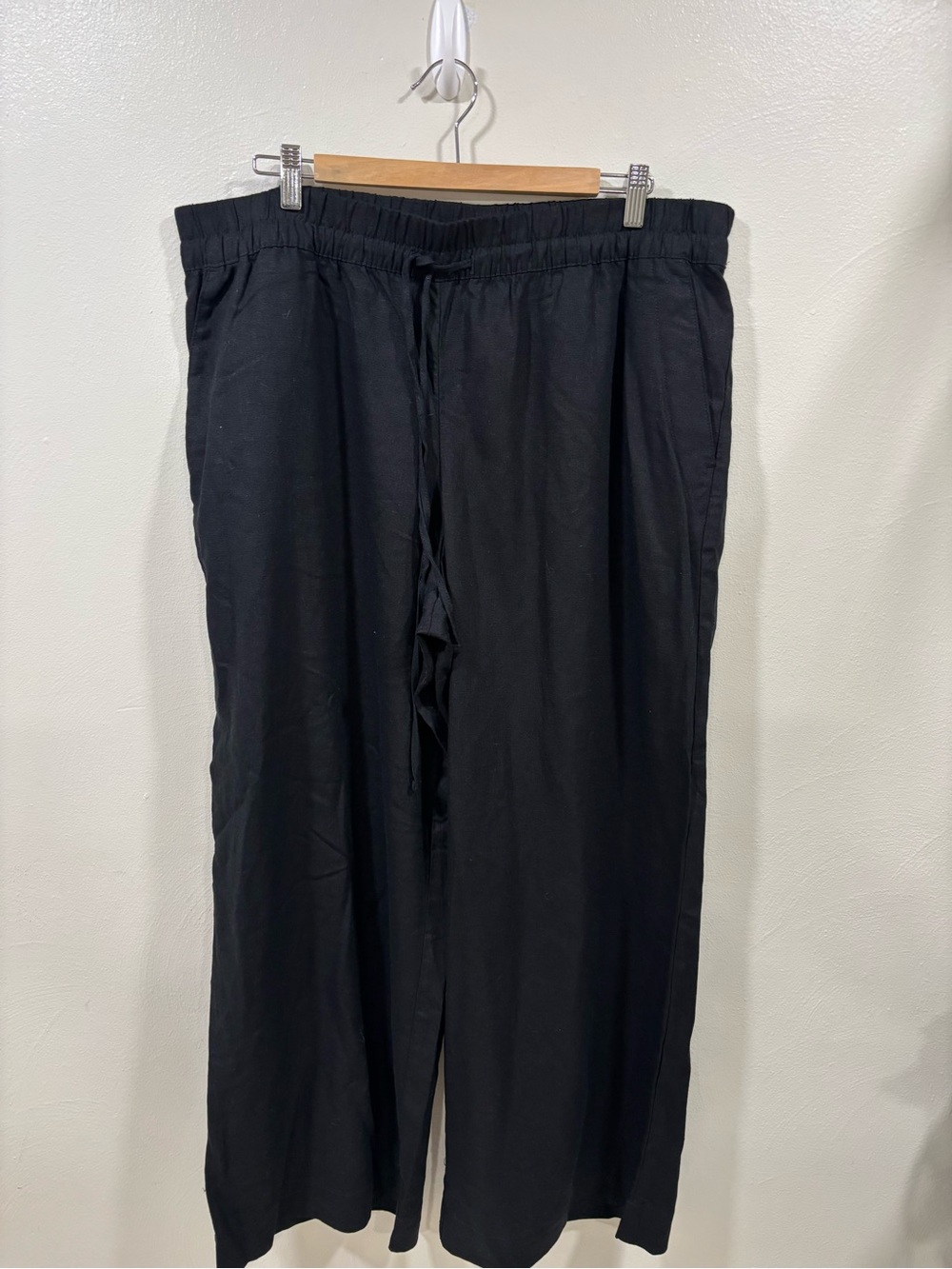a new day Black Wide-Leg Drawstring Jogger Pants Womens' XXL